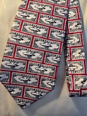 Museum Artifacts Men's Graf Zeppelin $2.60 1930 Postage Stamp Silk Necktie